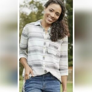 NWT Matilda Jane x Joanna Gaines Striped Button Down Shirt size Large